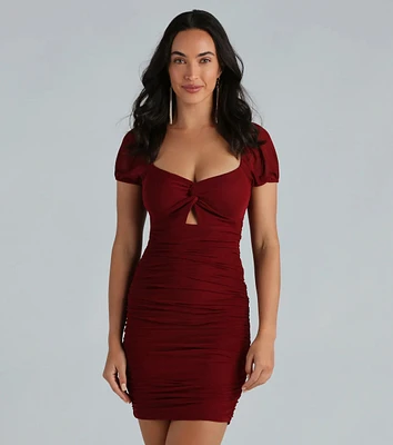 Fliratious Mood Ruched Bodycon Mini Dress