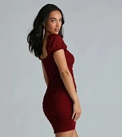 Fliratious Mood Ruched Bodycon Mini Dress