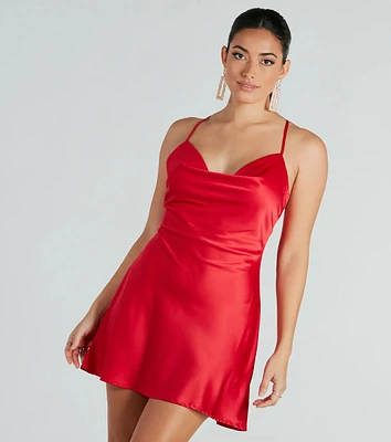 Alluring Romance Satin A-Line Mini Dress