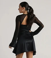 Date Night Vibes Mesh And Satin Short Dress