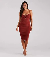 Flaunt Your 'Fit Ruched Bodycon Midi Dress