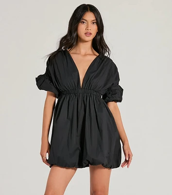 Love Game Plunge V-Neck Bubble Skater Dress