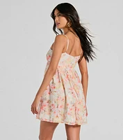 Secret Garden Floral Chiffon Babydoll Dress