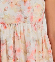 Secret Garden Floral Chiffon Babydoll Dress