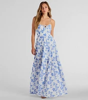 Charming Vibe Tie-Back Flowy Floral Woven Maxi Dress