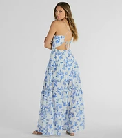 Charming Vibe Tie-Back Flowy Floral Woven Maxi Dress