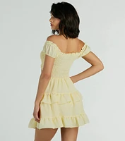 Girlycore Off-The-Shoulder Ruffled Skater Dress