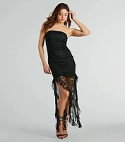 Cherished Romance Lace Ruffle Midi Dress