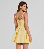 Ray Of Beauty Lace-Up Corset Skater Dress