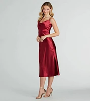 All The Elegance Satin Slip Midi Dress