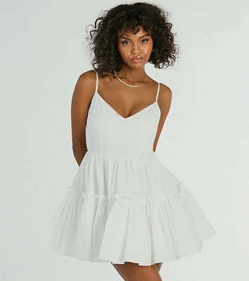 Adorable Flair Tiered Ruffled Skater Dress