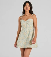 Adorable Confidence Floral Jacquard Skater Dress