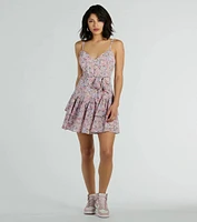 Sweeten The Deal V-Neck Floral Chiffon Skater Dress