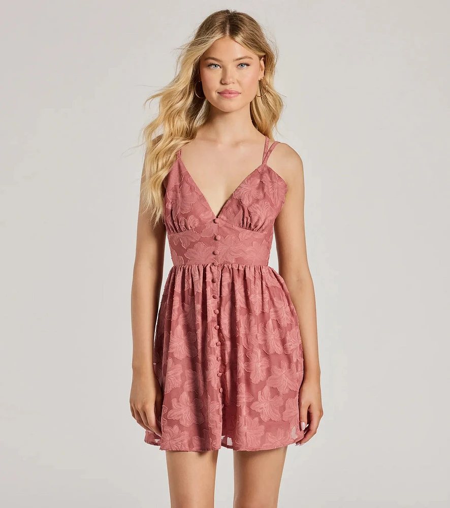 Feeling Flirtatious Floral Button Skater Dress