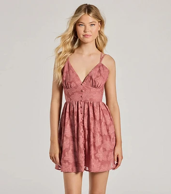 Feeling Flirtatious Floral Button Skater Dress