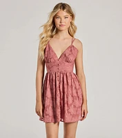 Feeling Flirtatious Floral Button Skater Dress