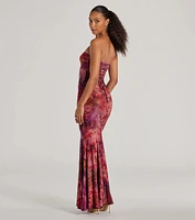 Gorgeous Aura Strapless Floral Tie-Dye Maxi Dress