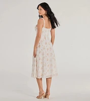 So Enchanting A-Line Floral Chiffon Midi Dress