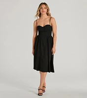 Blissful Afternoons Corset A-Line Midi Dress