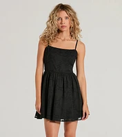 Destined For Love Lace-Up Short Skater Dress