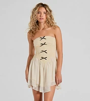 Prettiest Pick Strapless Bow A-Line Mini Dress