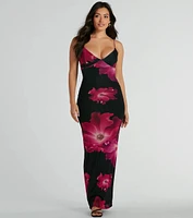 Romance That Wows Large Blossom Floral Maxi Dress