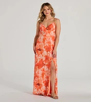 Beauty So Unique Lace-Up Floral Chiffon Maxi Dress