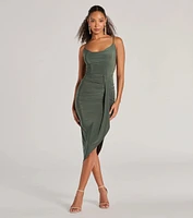 Thriving Poise Lace-Up Side Slit Midi Dress