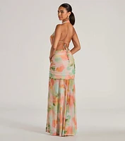 Bohemain Charm Halter Open Back Tie Dye Maxi Dress