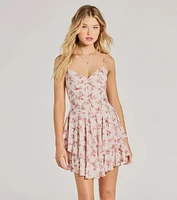 True Love Floral V-Neck Corset Skater Dress