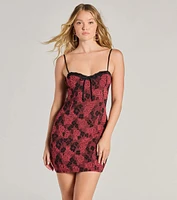 Sultry Floral Jacquard Bodycon Mini Dress