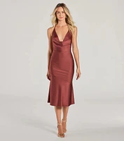 Remarkable Appeal Cowl Halter A-Line Midi Dress