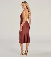 Remarkable Appeal Cowl Halter A-Line Midi Dress