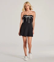 Unforgettable Cutie Bow A-Line Ponte Mini Dress