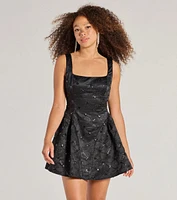 Glitzy Chic Sequin Woven Drop Waist Skater Dress