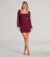 Lovely Vibe Pearl Mesh Long Sleeve Mini Dress