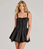 Pretty Vibes Polka Dot Drop Waist Skater Dress