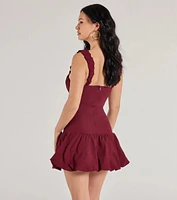 Adorable Aura Drop Waist Bubble Hem Skater Dress