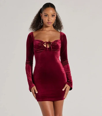 Season Of Splendor Long Sleeve Velvet Mini Dress