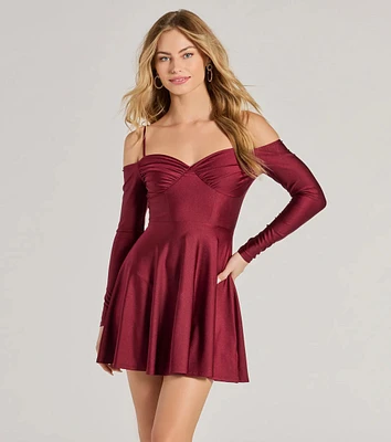 Sleek And Stylin' Knit Cold-Shoulder Skater Dress