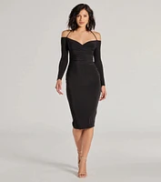 Strike A Pose Long Sleeve Halter Midi Dress