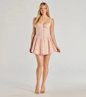 Adorably Mine Corset Lace Trim Skater Dress