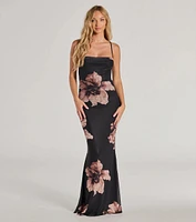 Romance Era Floral Lace-Up Back Long Mermaid Dress