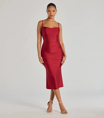 Stunning Silhouette Ruched Knit Midi Dress