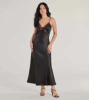 Ethereal Beauty Satin and Lace Long Slip Dress