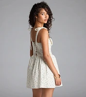 Flower Fields Lace-Up Corset Skater Dress