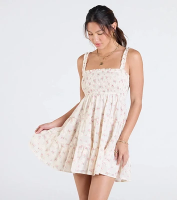 Sitting The Sun Floral Babydoll Mini Dress