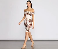 Painted Florals Midi Dress