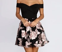 Off Shoulder Floral Skater Dress