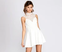 Lovely Lace Scuba Skater Dress